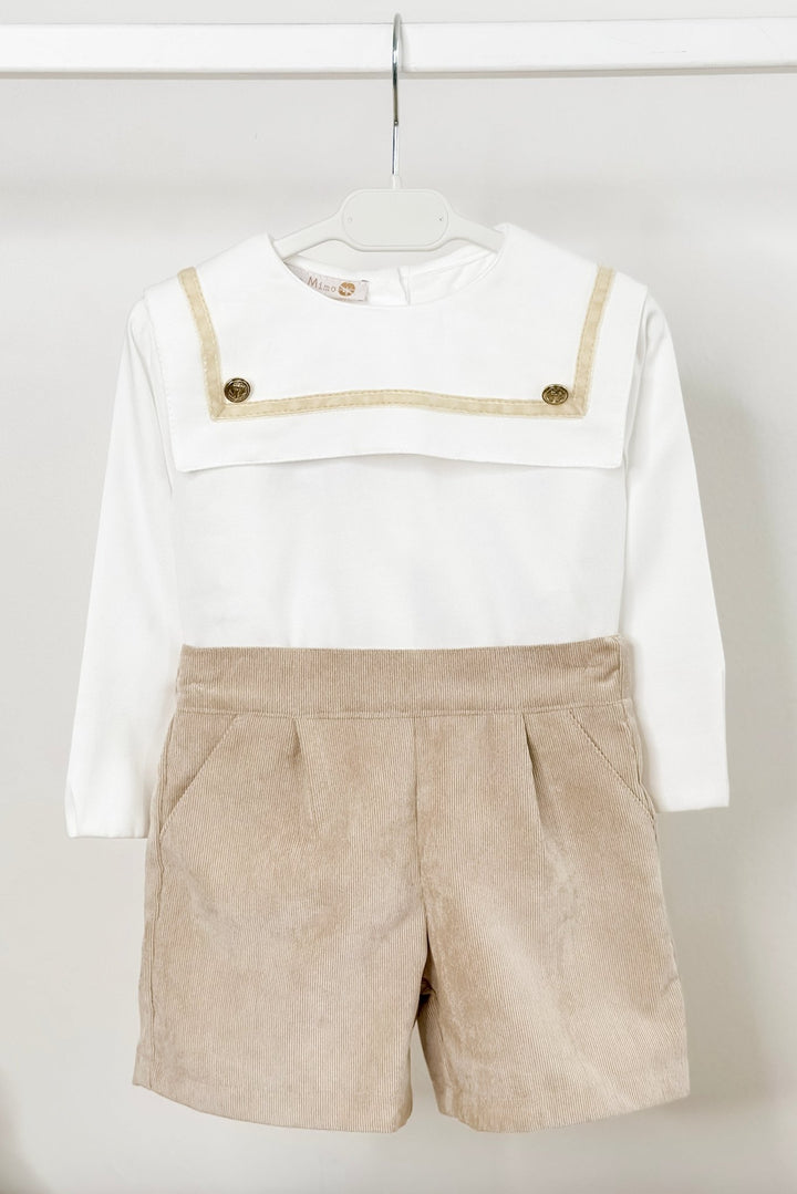 Puro Mimo "Hudson" Stone Cord Sailor Shirt & Shorts - Millie and John