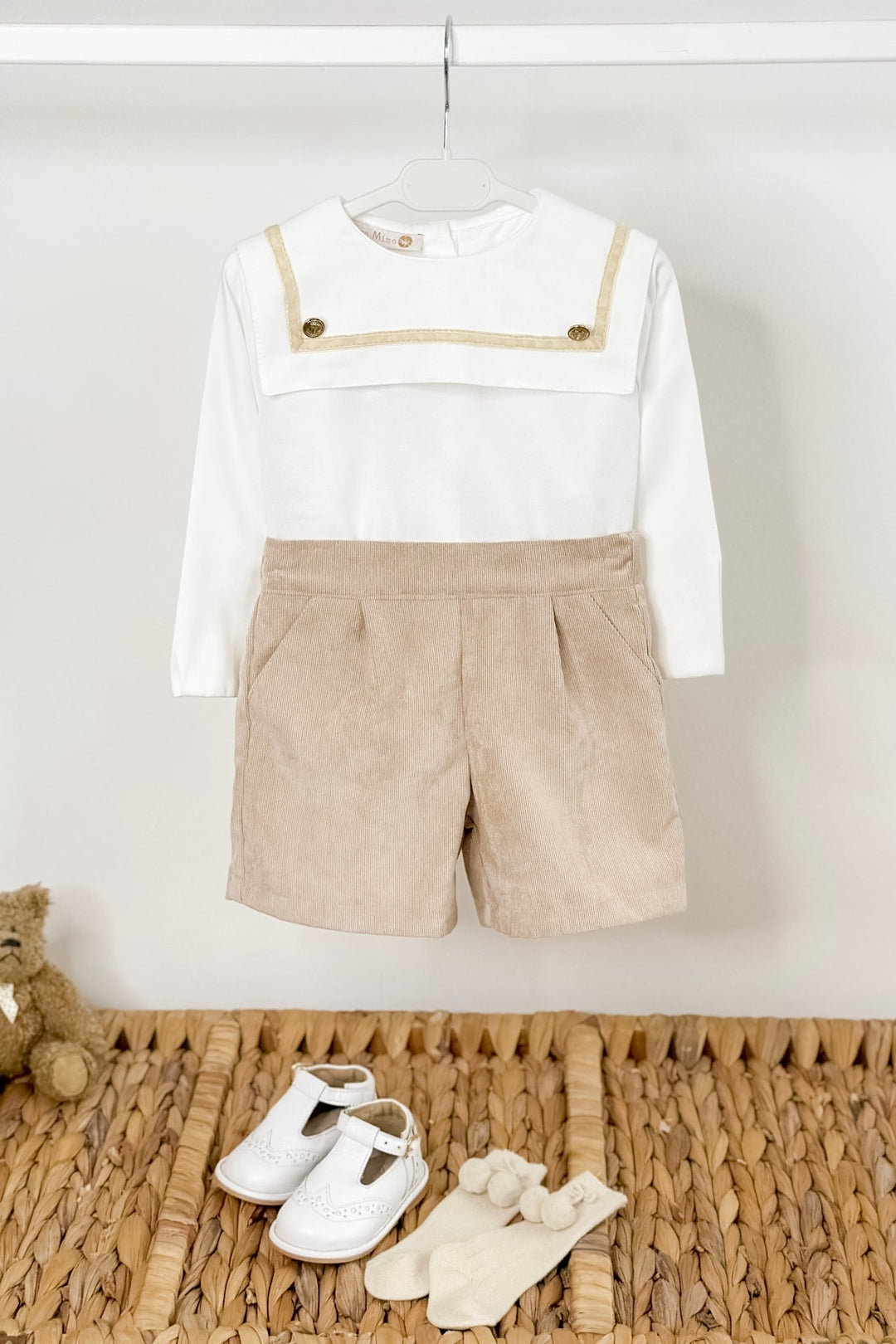 Puro Mimo "Hudson" Stone Cord Sailor Shirt & Shorts - Millie and John