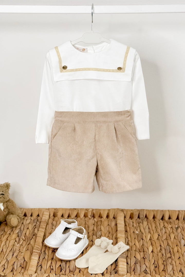 Puro Mimo "Hudson" Stone Cord Sailor Shirt & Shorts - Millie and John