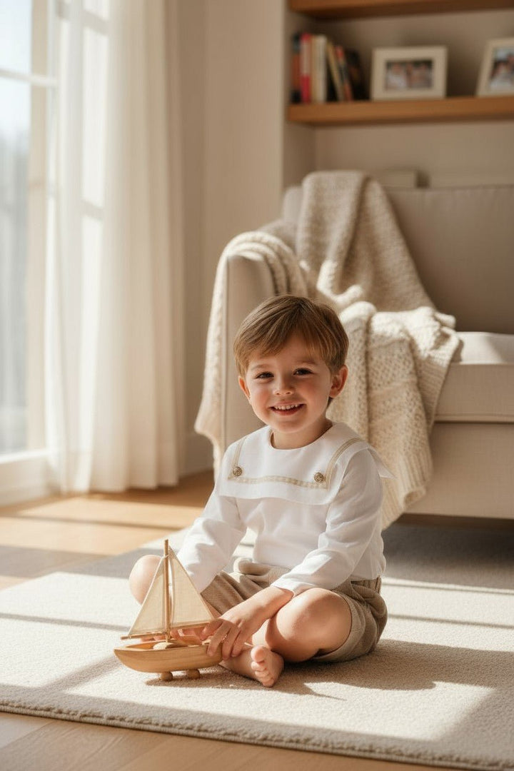 Puro Mimo "Hudson" Stone Cord Sailor Shirt & Shorts - Millie and John