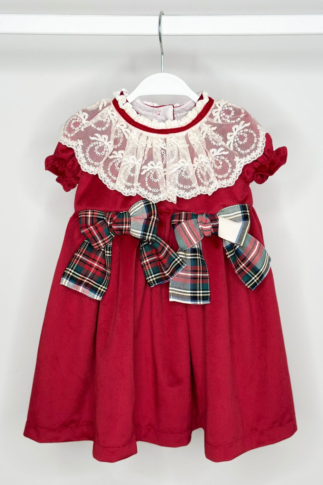 Puro Mimo "Isobella" Red Velvet Tartan Dress - Millie and John