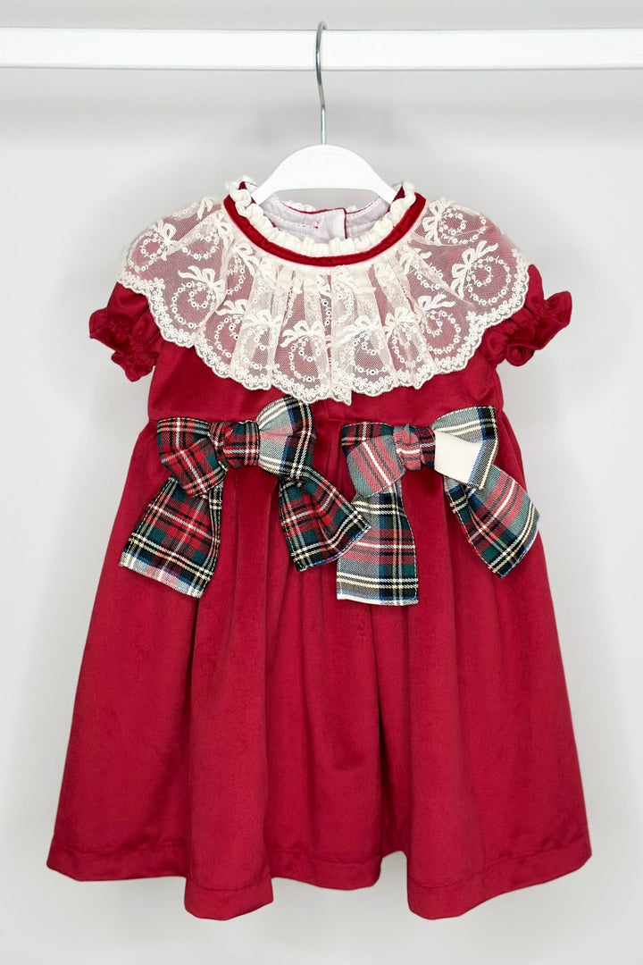 Puro Mimo "Isobella" Red Velvet Tartan Dress - Millie and John