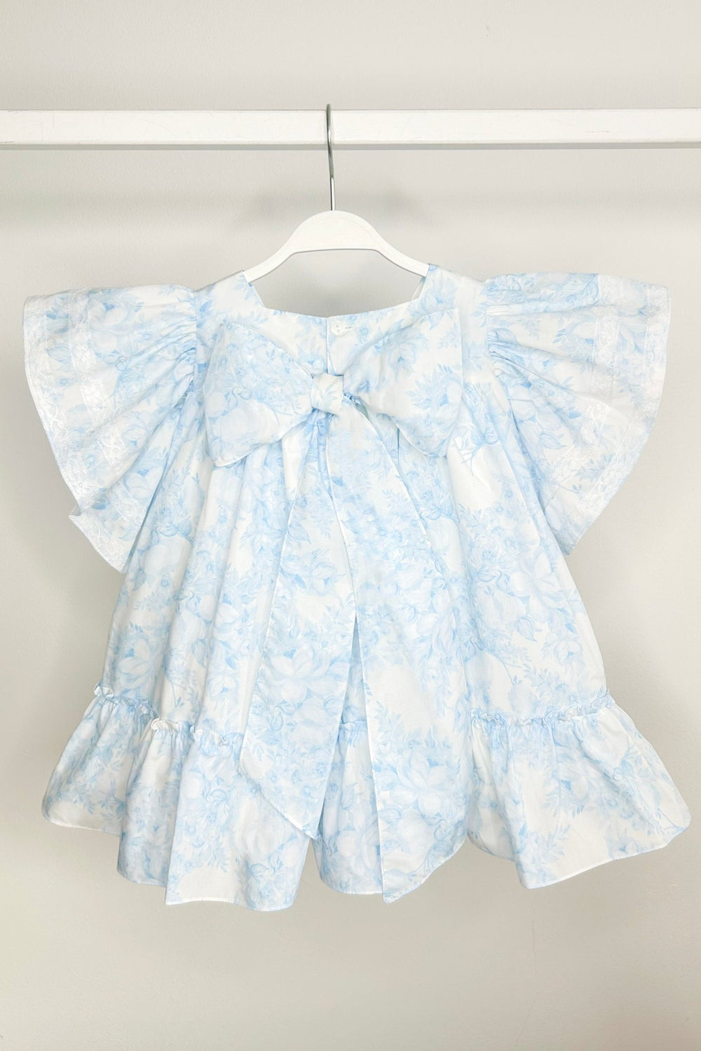 Puro Mimo "Persephone" Blue Floral Butterfly Sleeve Dress - Millie and John