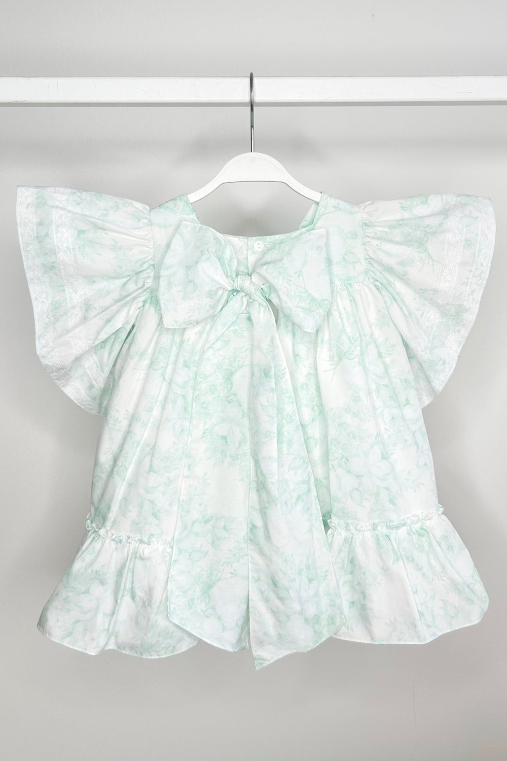 Puro Mimo "Persephone" Mint Green Floral Butterfly Sleeve Dress - Millie and John