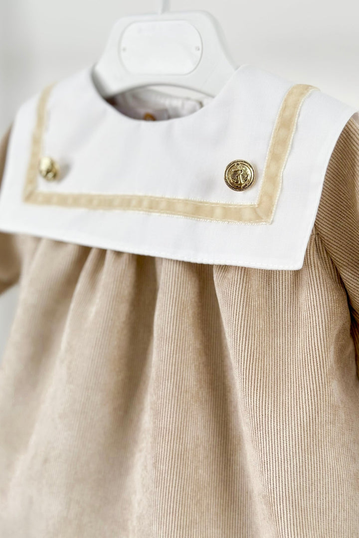 Puro Mimo "Ronnie" Stone Cord Sailor Romper - Millie and John