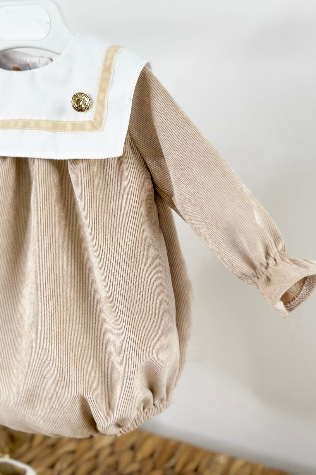 Puro Mimo "Ronnie" Stone Cord Sailor Romper - Millie and John