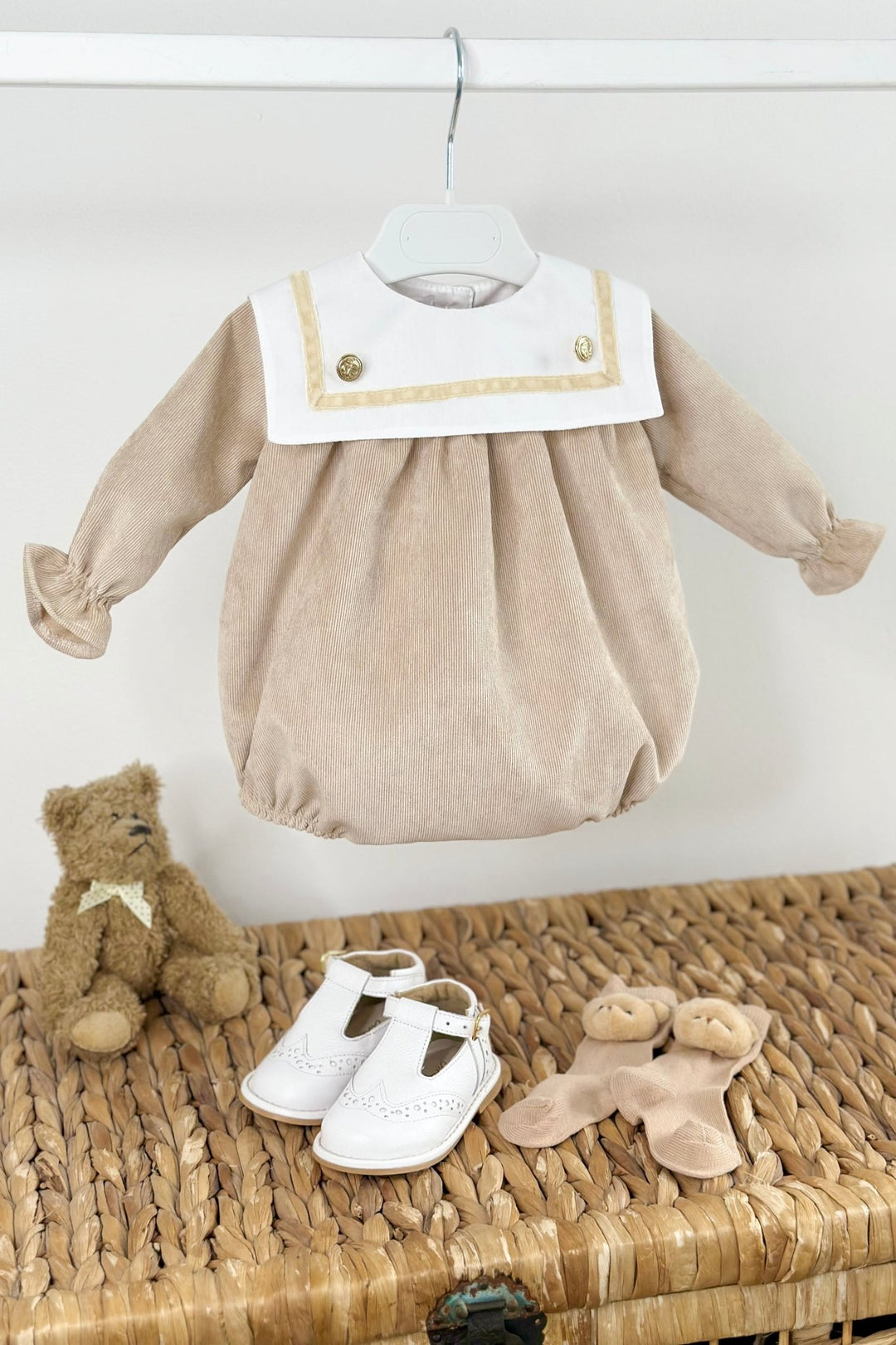 Puro Mimo "Ronnie" Stone Cord Sailor Romper - Millie and John