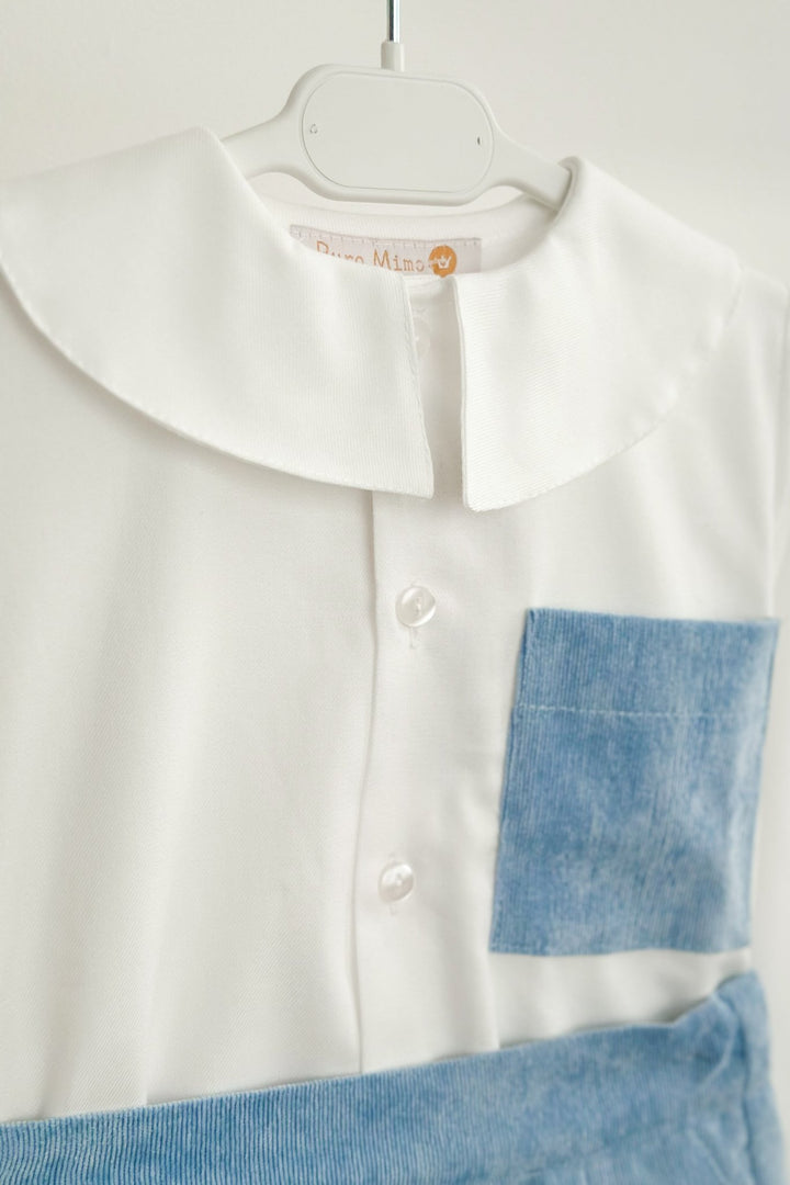 Puro Mimo "Rupert" Powder Blue Needlecord Shirt & Shorts - Millie and John