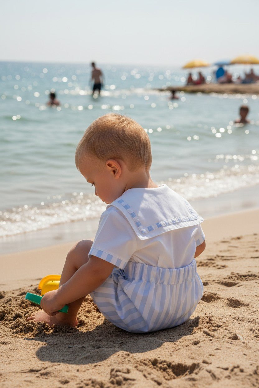 Puro Mimo "Sebastian" Blue Striped Sailor Shirt & Jam Pants - Millie and John
