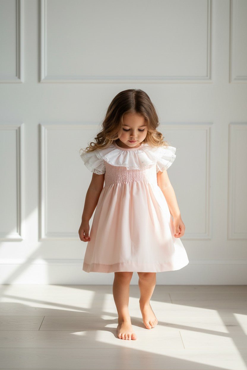 Puro Mimo "Tabitha" Peach Shirred Dress - Millie and John