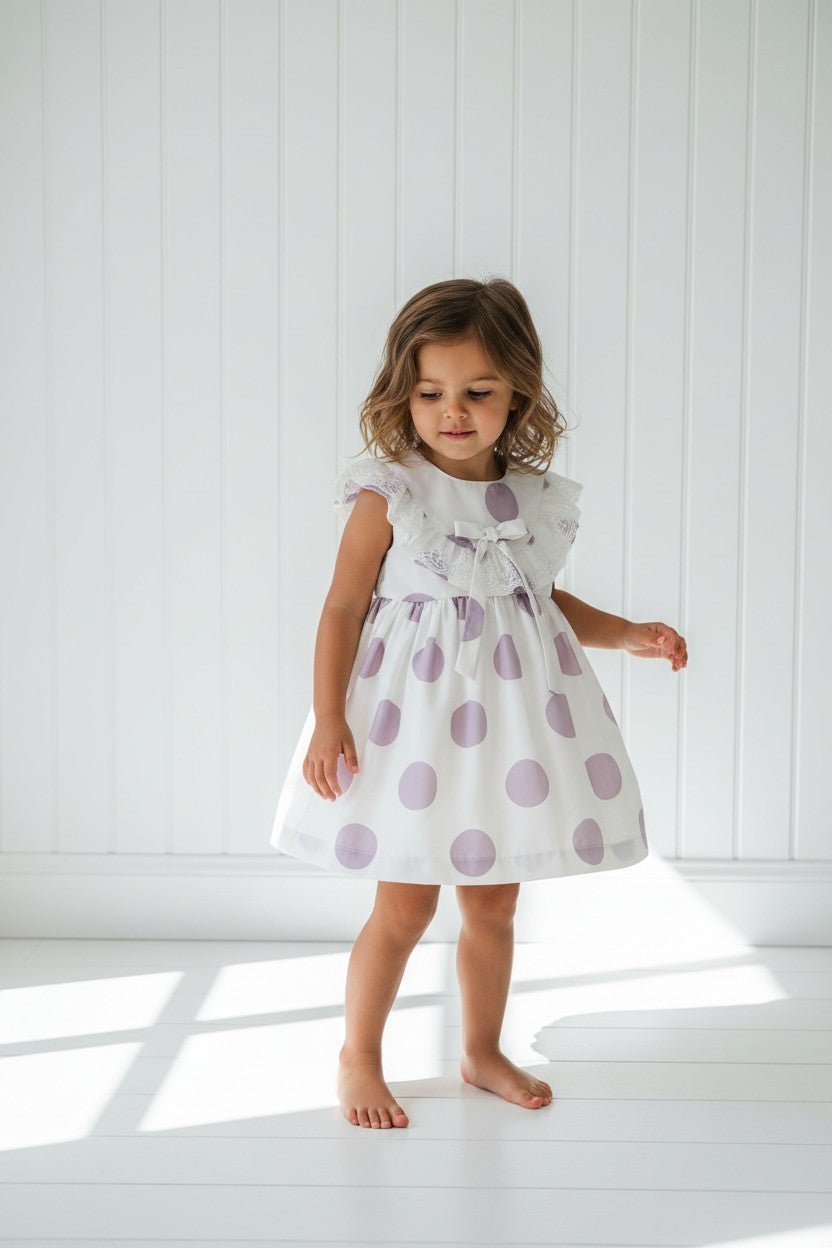 Puro Mimo "Violet" Lilac Polka Dot Dress - Millie and John