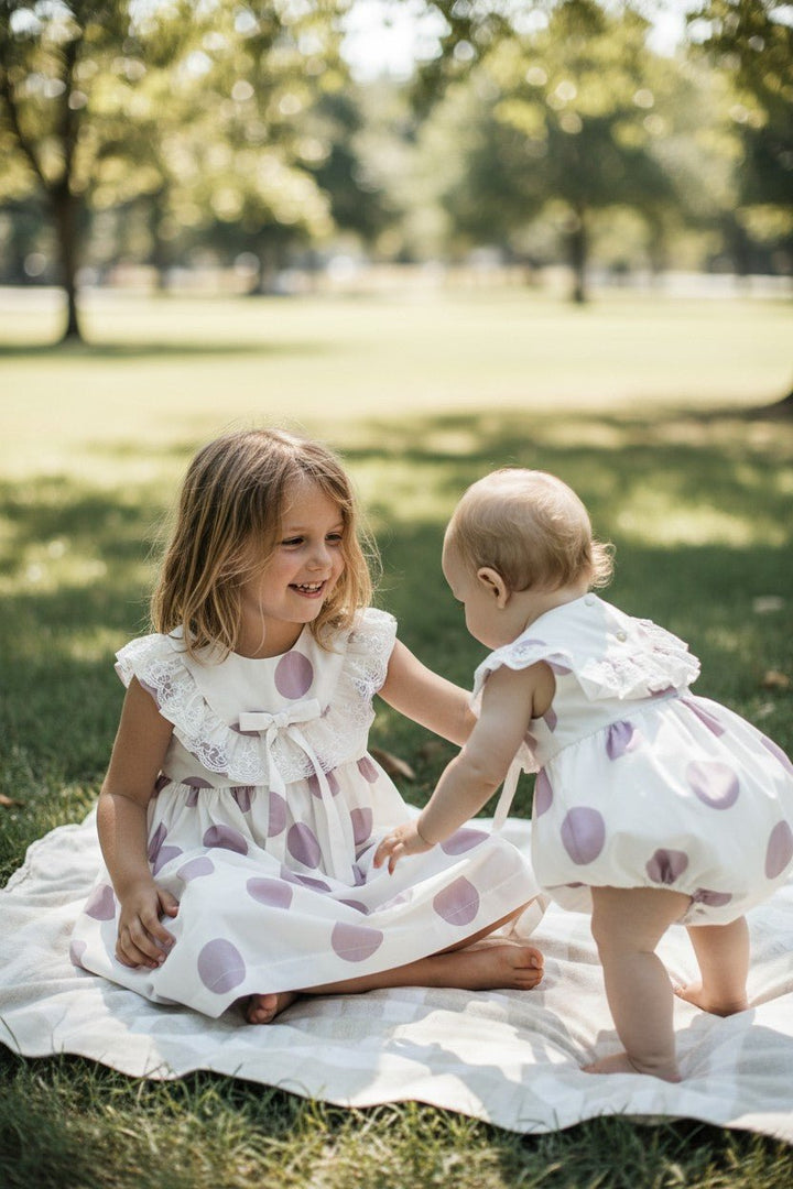 Puro Mimo "Violet" Lilac Polka Dot Dress - Millie and John