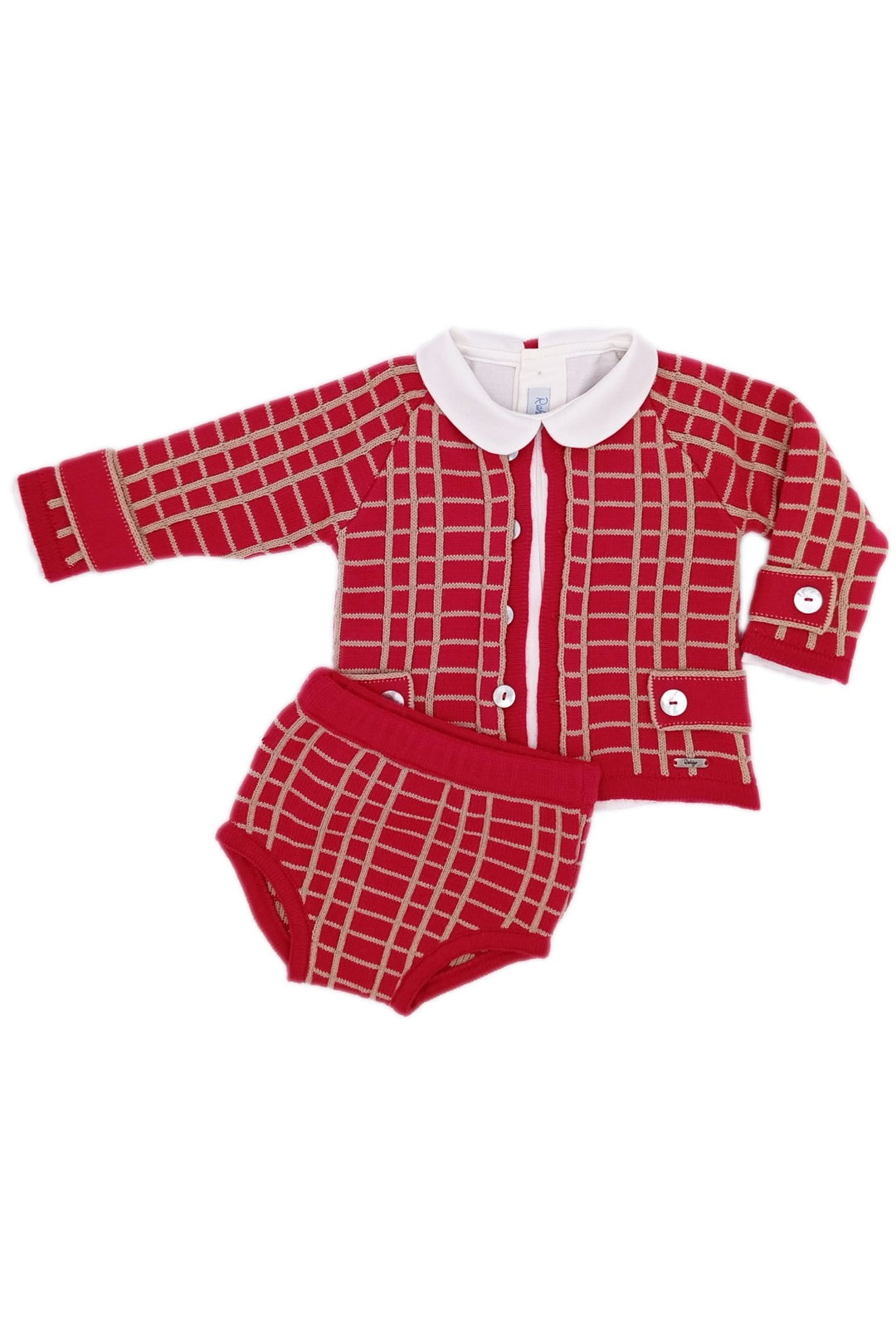 Rahigo "Alexander" Red & Camel Check Knit Cardigan, Shirt & Jam Pants - Millie and John