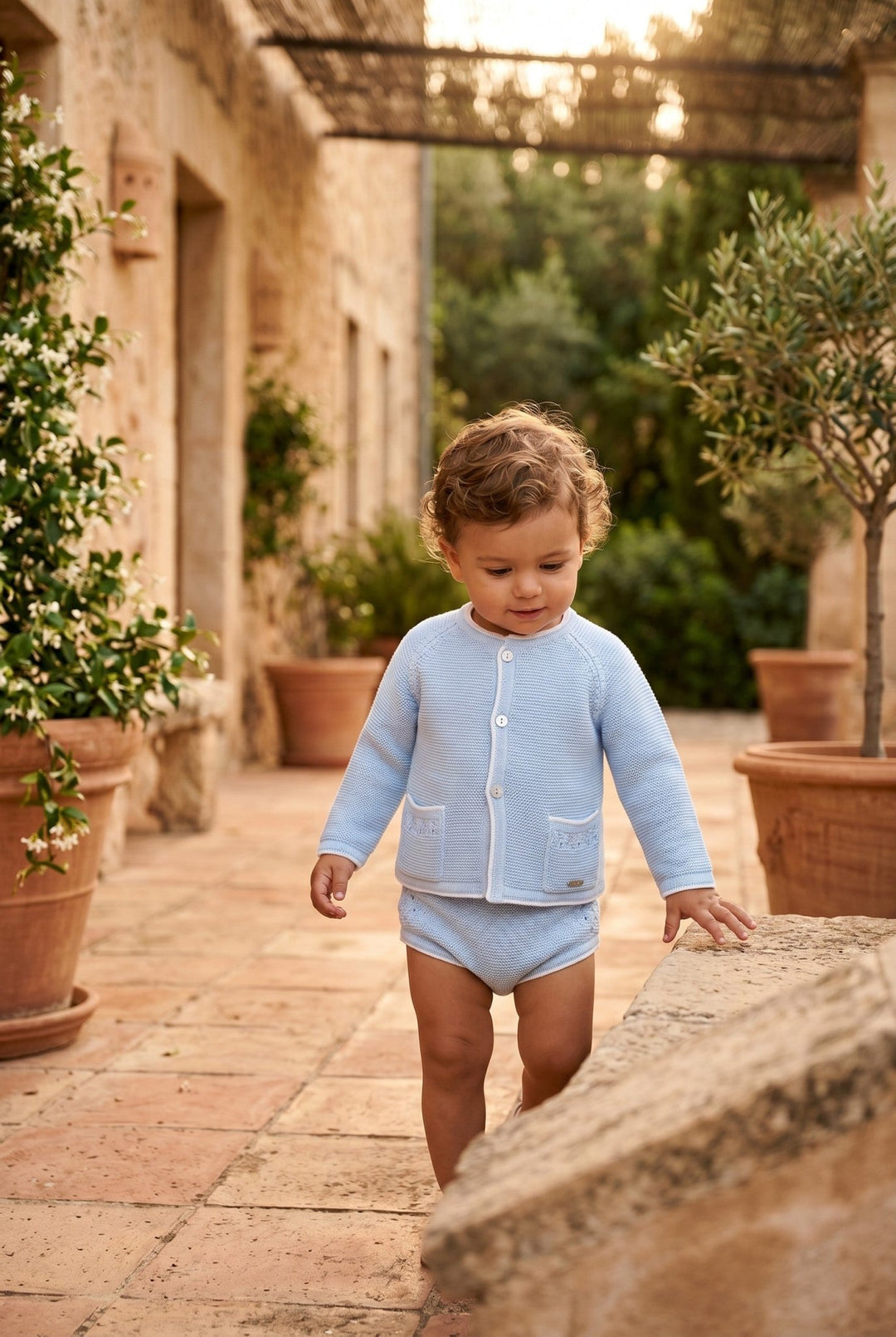 Rahigo Baby Blue Knit Cardigan, Shirt &amp; Jam Pants - Millie and John