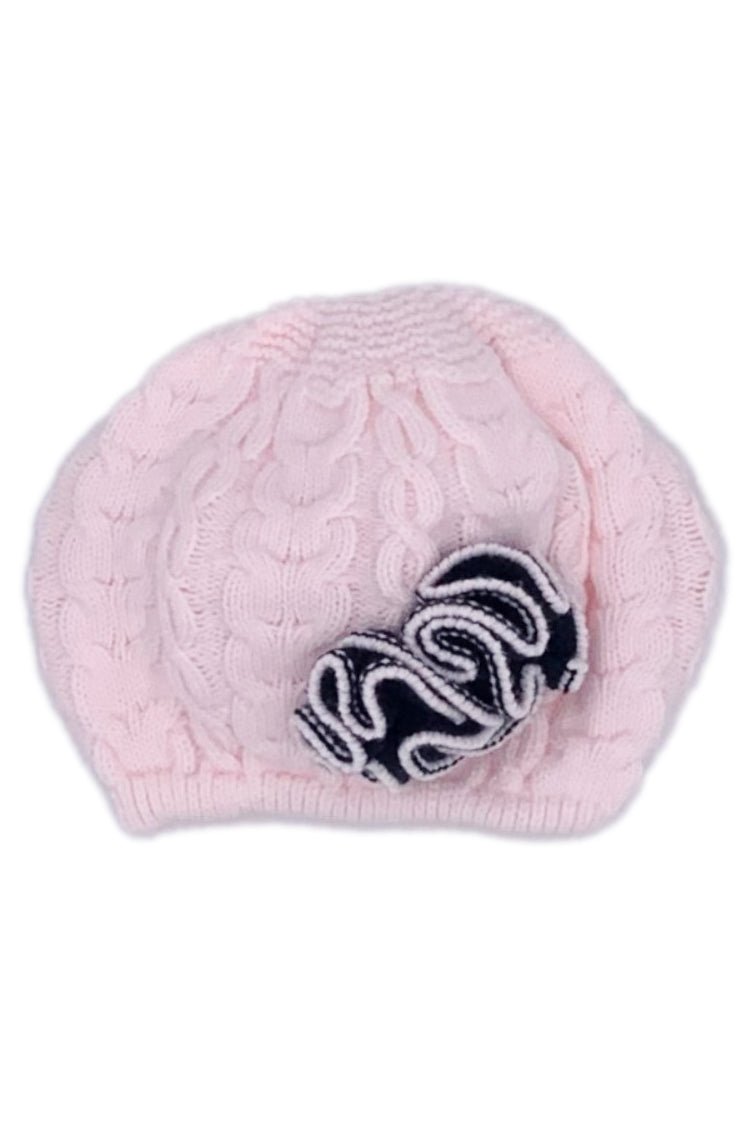Rahigo Baby Pink & Navy Cable Knit Beret - Millie and John
