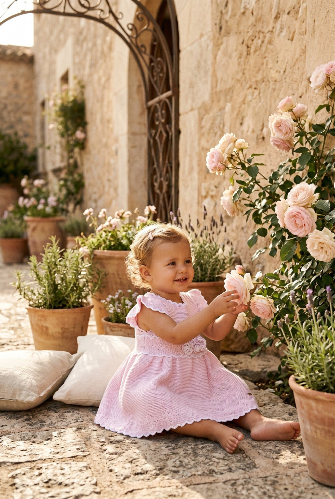 Rahigo Baby Pink & White Knit Dress & Bloomers - Millie and John