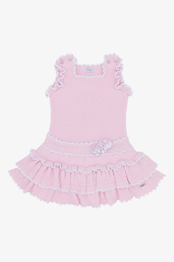 Rahigo Baby Pink &amp; White Knit Drop Waist Dress - Millie and John