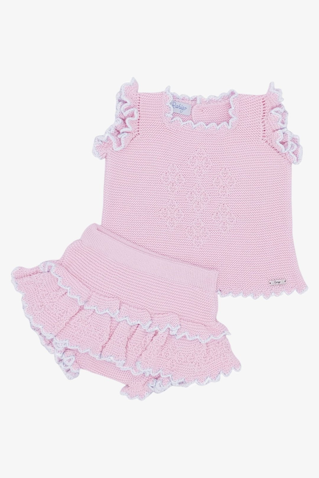 Rahigo Baby Pink & White Knit Top & Bloomers - Millie and John