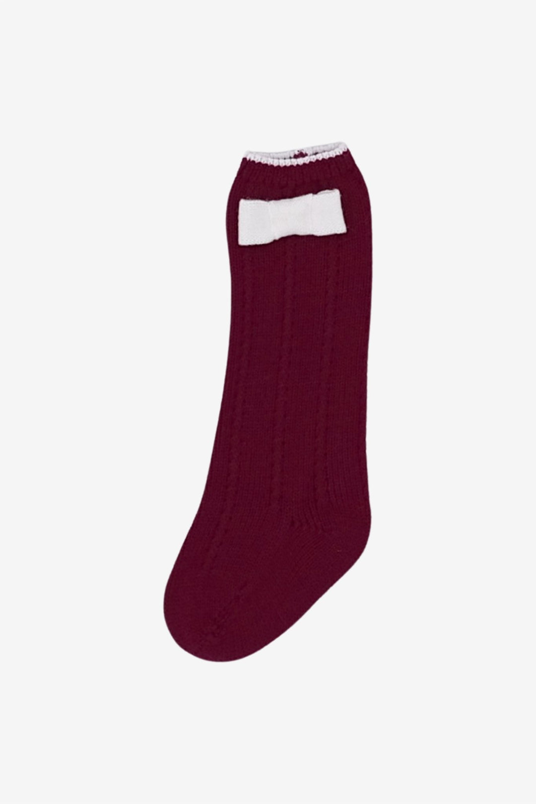 Rahigo Burgundy & White Knee - High Bow Socks - Millie and John