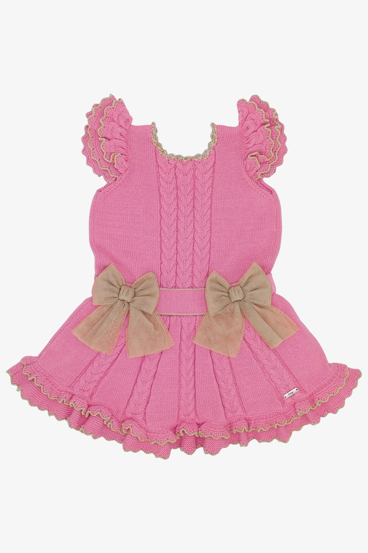 Rahigo "Catalina" Fuchsia & Camel Knitted Drop Waist Dress - Millie and John