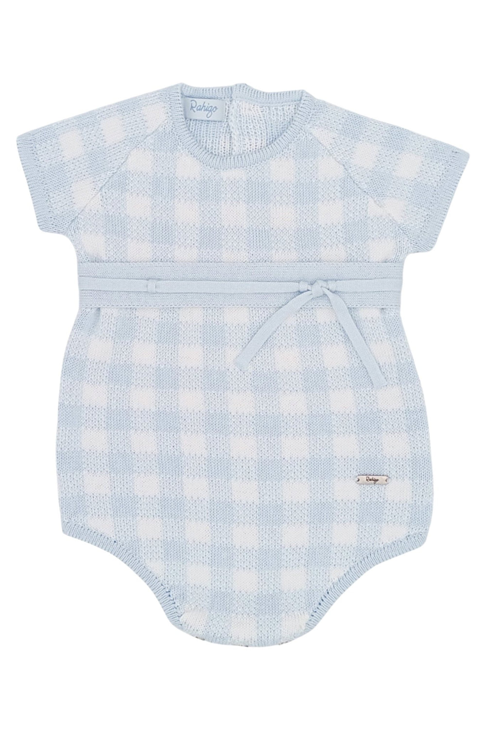 Rahigo "Charlie" Baby Blue Gingham Knit Romper - Millie and John