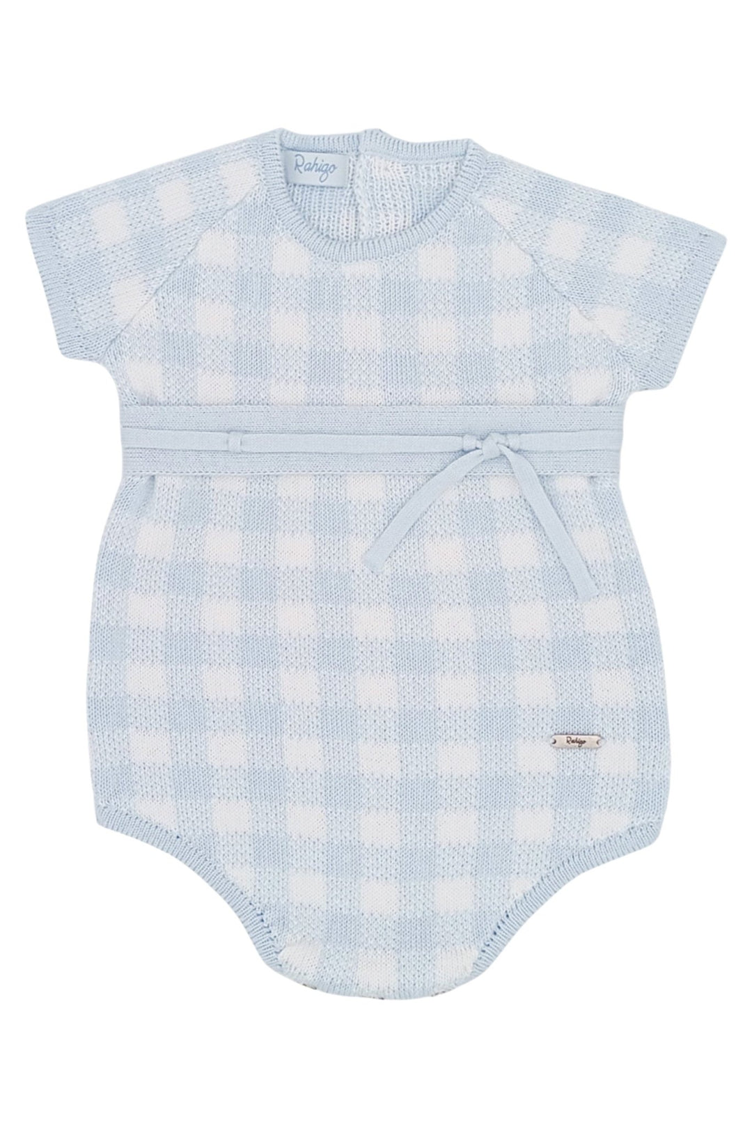 Rahigo "Charlie" Baby Blue Gingham Knit Romper - Millie and John