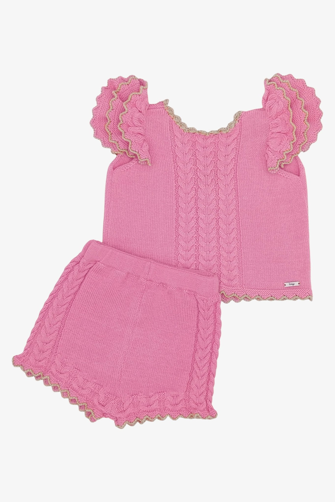 Rahigo "Cleo" Fuchsia & Camel Knitted Top & Shorts - Millie and John