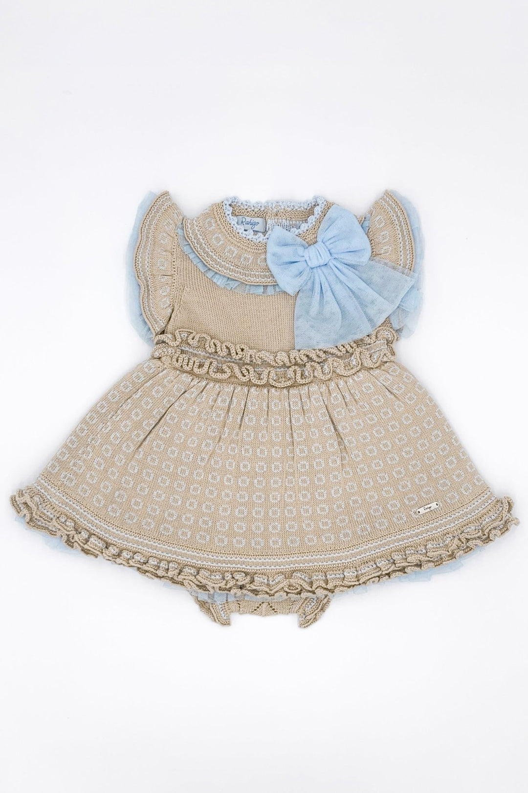 Rahigo "Hallie" Camel & Baby Blue Knit Dress - Millie and John