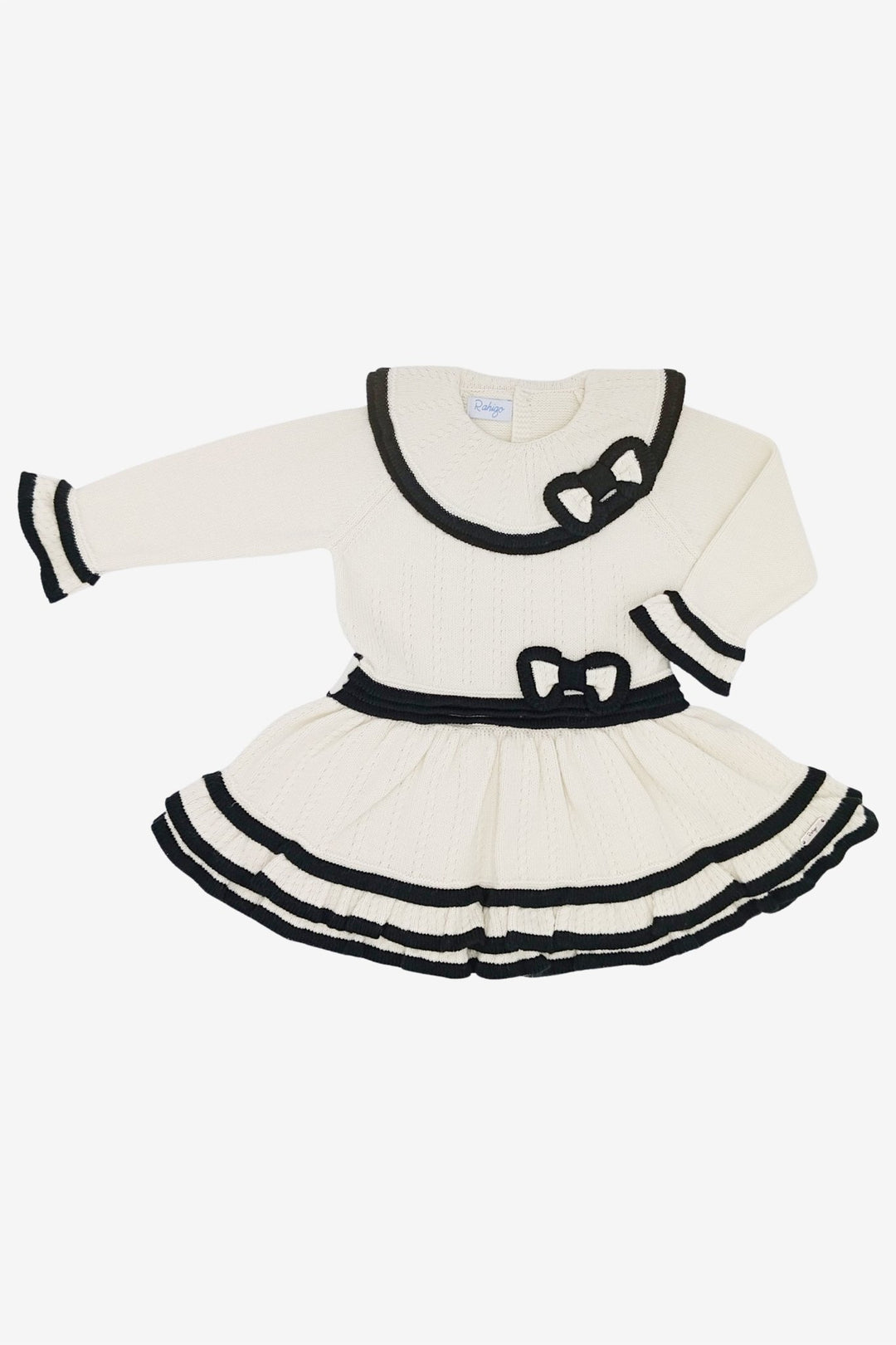 Rahigo "Isabelle" Ivory & Black Knitted Drop Waist Dress - Millie and John