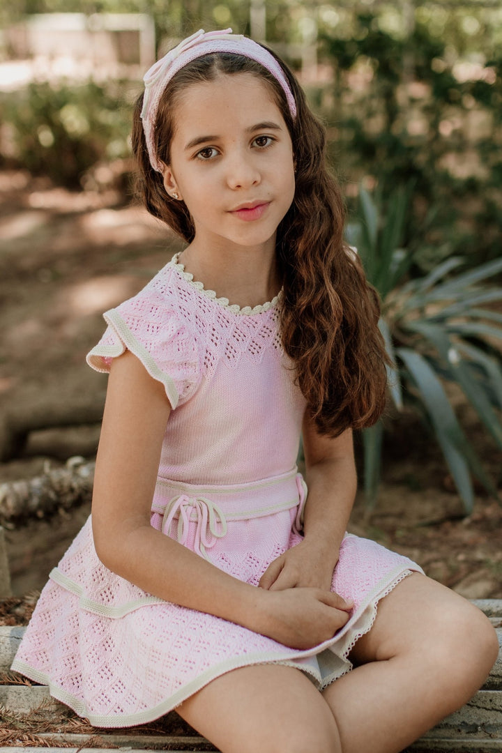 Rahigo "Matilda" Baby Pink & Cream Knit Dress - Millie and John