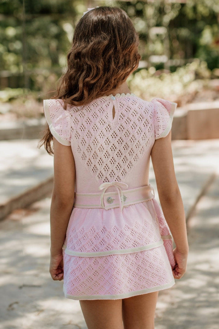 Rahigo "Matilda" Baby Pink & Cream Knit Dress - Millie and John