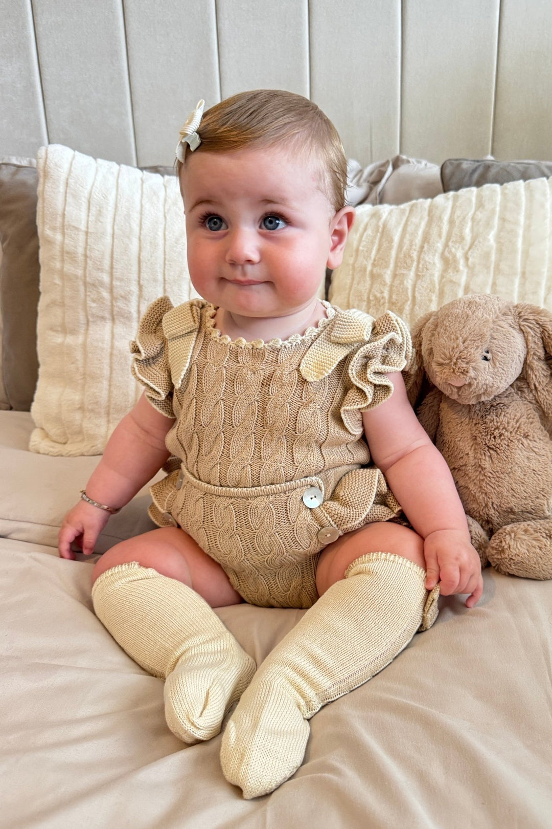 Rahigo "Matilda" Camel & Cream Cable Knit Top & Bloomers - Millie and John