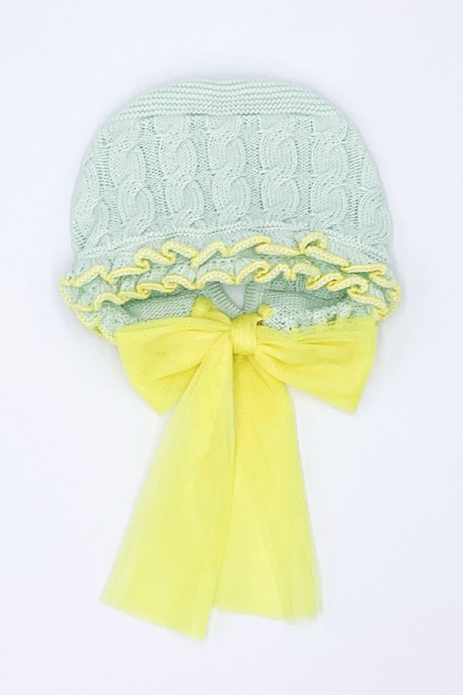 Rahigo Mint & Lemon Tulle Bow Bonnet - Millie and John