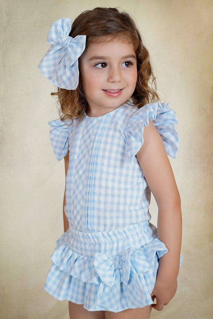 Rahigo PREORDER 🛑 Baby Blue Gingham Blouse & Skort - Millie and John