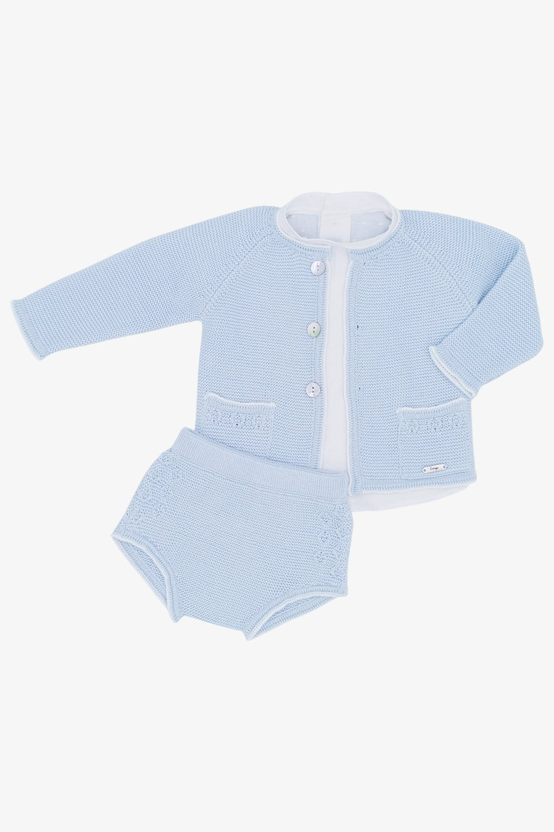 Rahigo PREORDER 🛑 Baby Blue Knit Cardigan, Shirt & Jam Pants - Millie and John