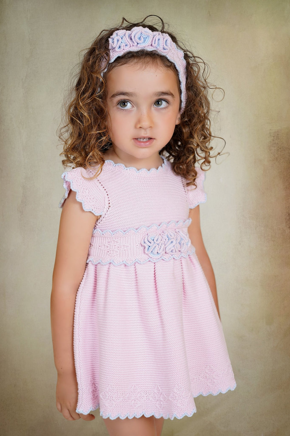 Rahigo PREORDER 🛑 Baby Pink & Blue Knit Dress & Bloomers - Millie and John