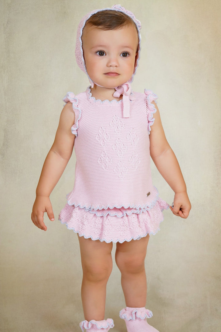 Rahigo PREORDER 🛑 Baby Pink & Blue Knit Top & Bloomers - Millie and John