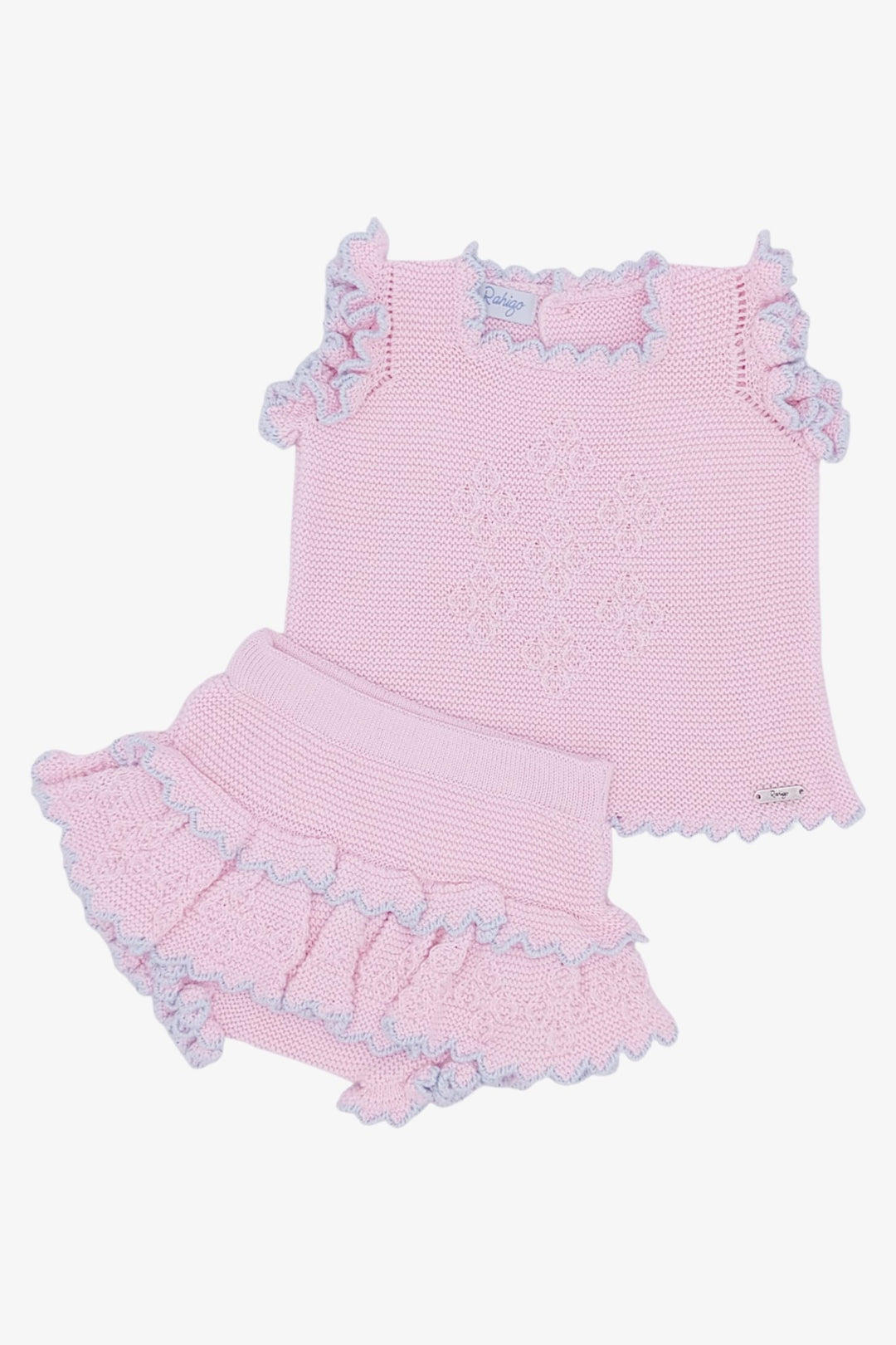 Rahigo PREORDER 🛑 Baby Pink & Blue Knit Top & Bloomers - Millie and John