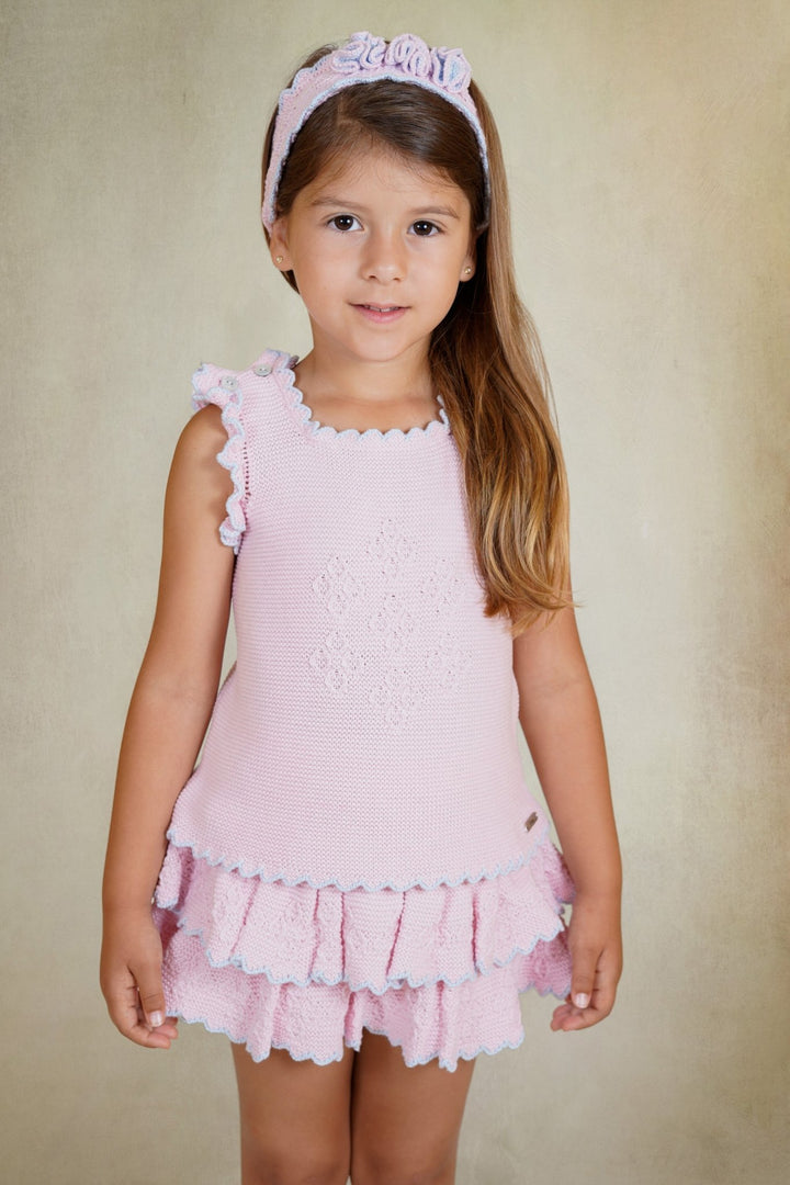 Rahigo PREORDER 🛑 Baby Pink & Blue Knit Top & Skirt - Millie and John