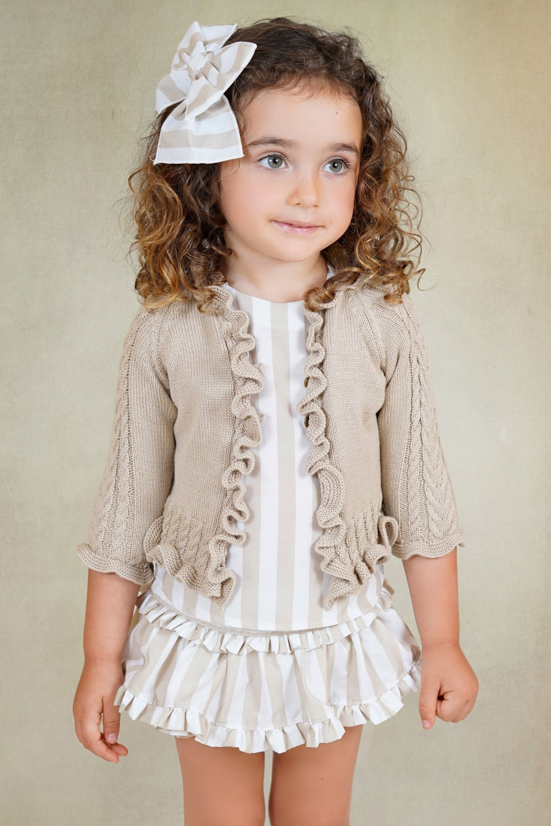 Rahigo PREORDER 🛑 Beige & White Striped Blouse & Skort - Millie and John