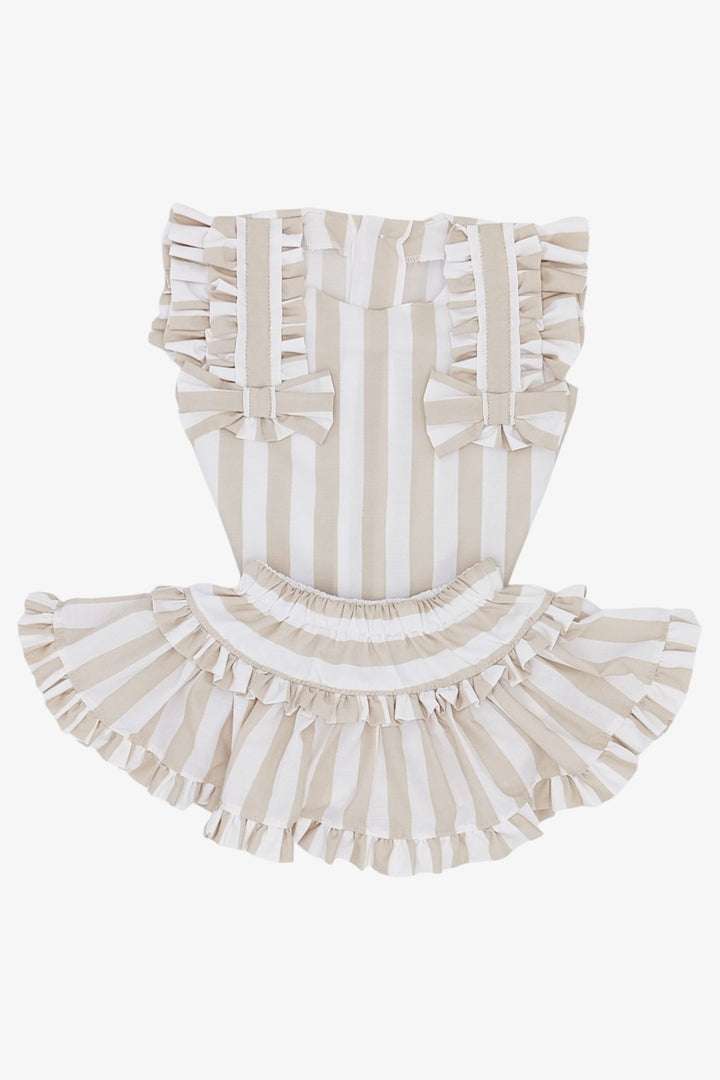 Rahigo PREORDER 🛑 Beige & White Striped Blouse & Skort - Millie and John