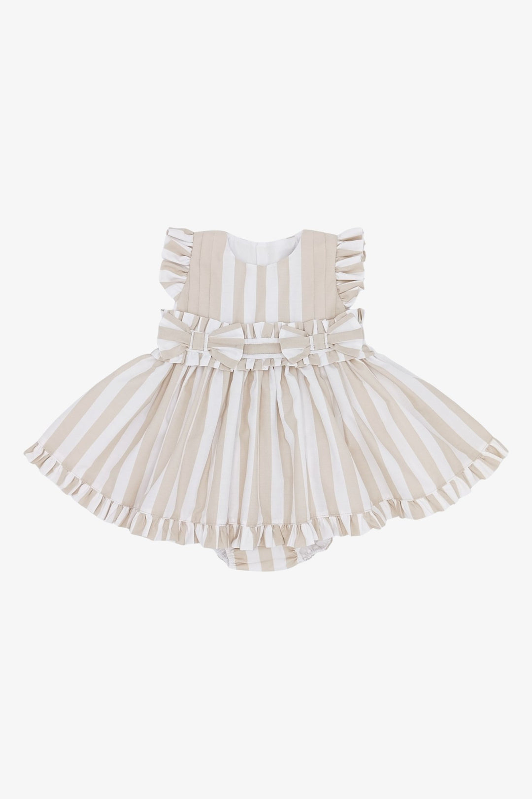 Rahigo PREORDER 🛑 Beige & White Striped Dress & Bloomers - Millie and John