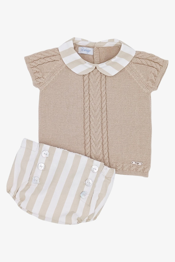Rahigo PREORDER 🛑 Beige & White Striped Knit Top & Jam Pants - Millie and John