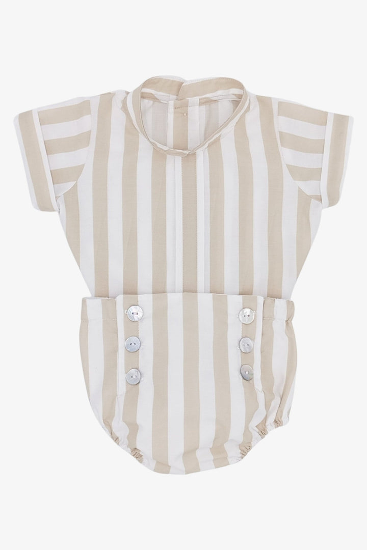 Rahigo PREORDER 🛑 Beige & White Striped Shirt & Jam Pants - Millie and John