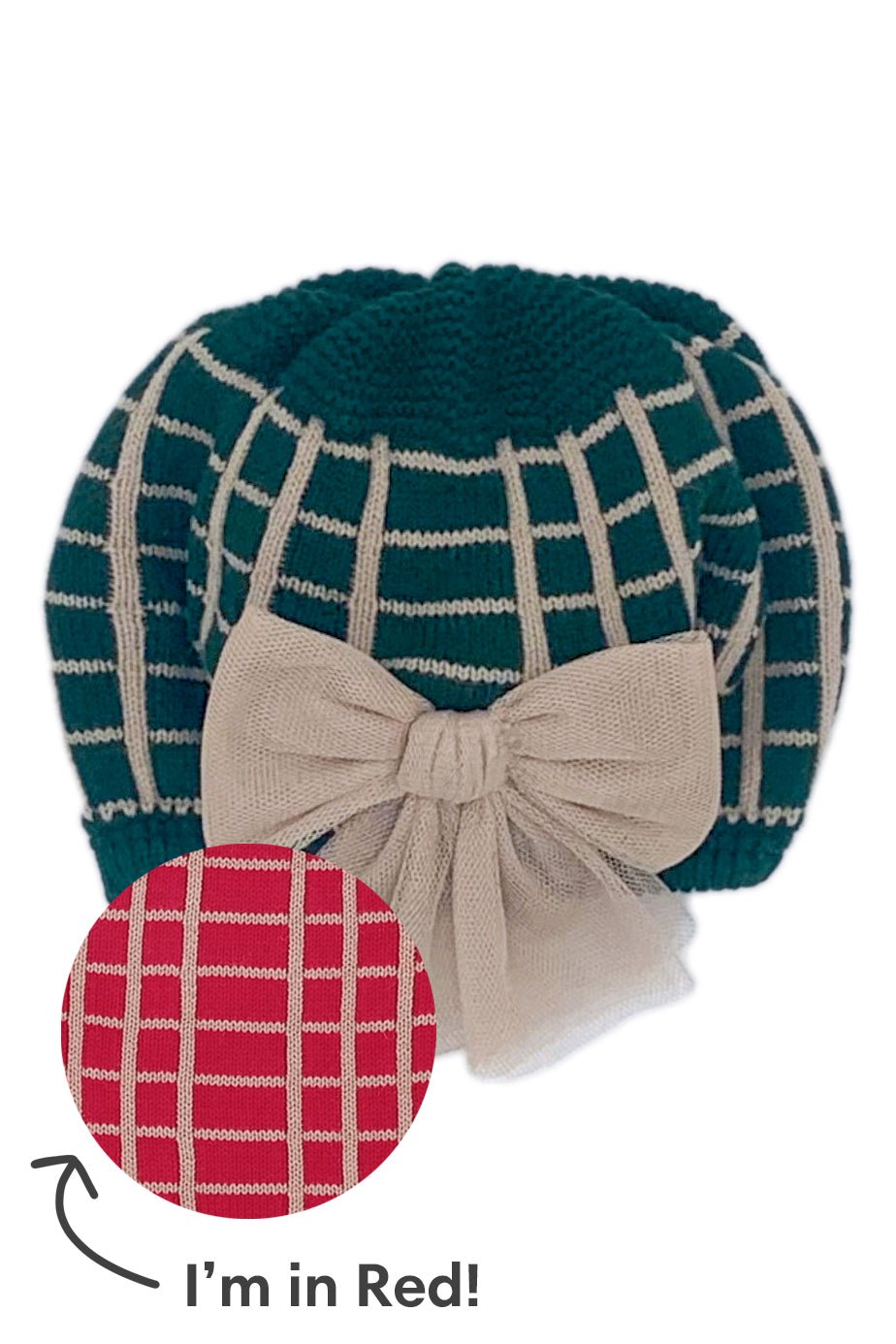 Rahigo Red & Camel Check Knit Beret - Millie and John