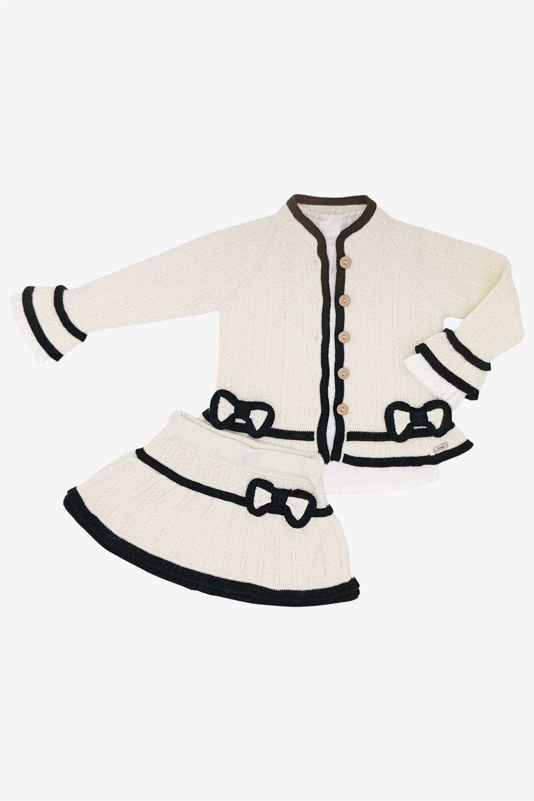 Rahigo "Sophie" Ivory & Black Cardigan, Blouse & Skort - Millie and John