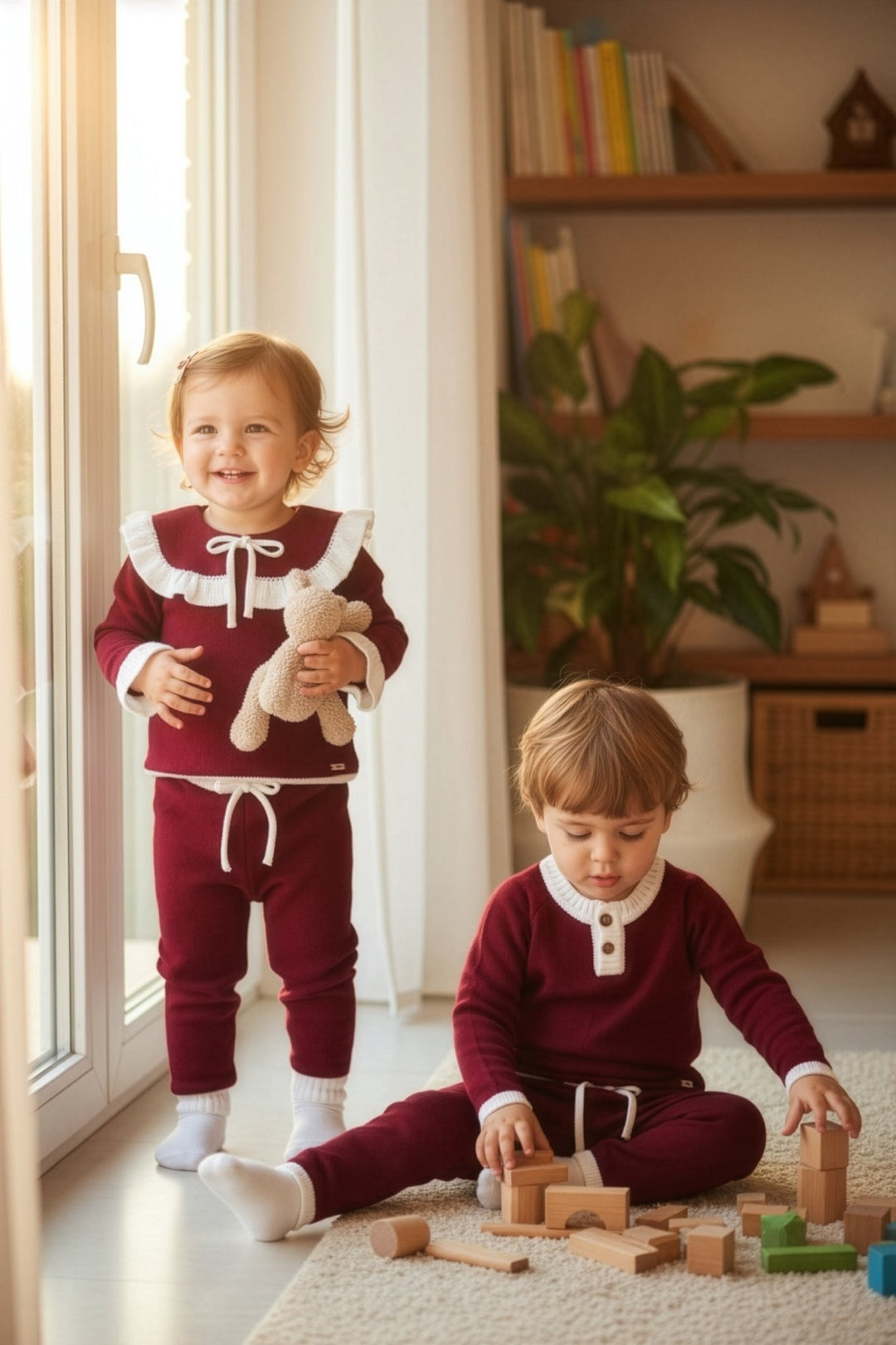 Rahigo "William" Burgundy & White Knitted Tracksuit - Millie and John