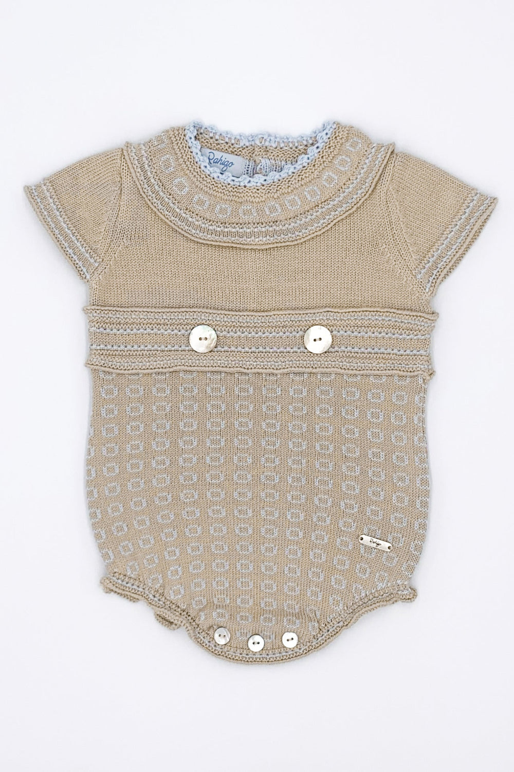 Rahigo "William" Camel & Baby Blue Knit Romper - Millie and John