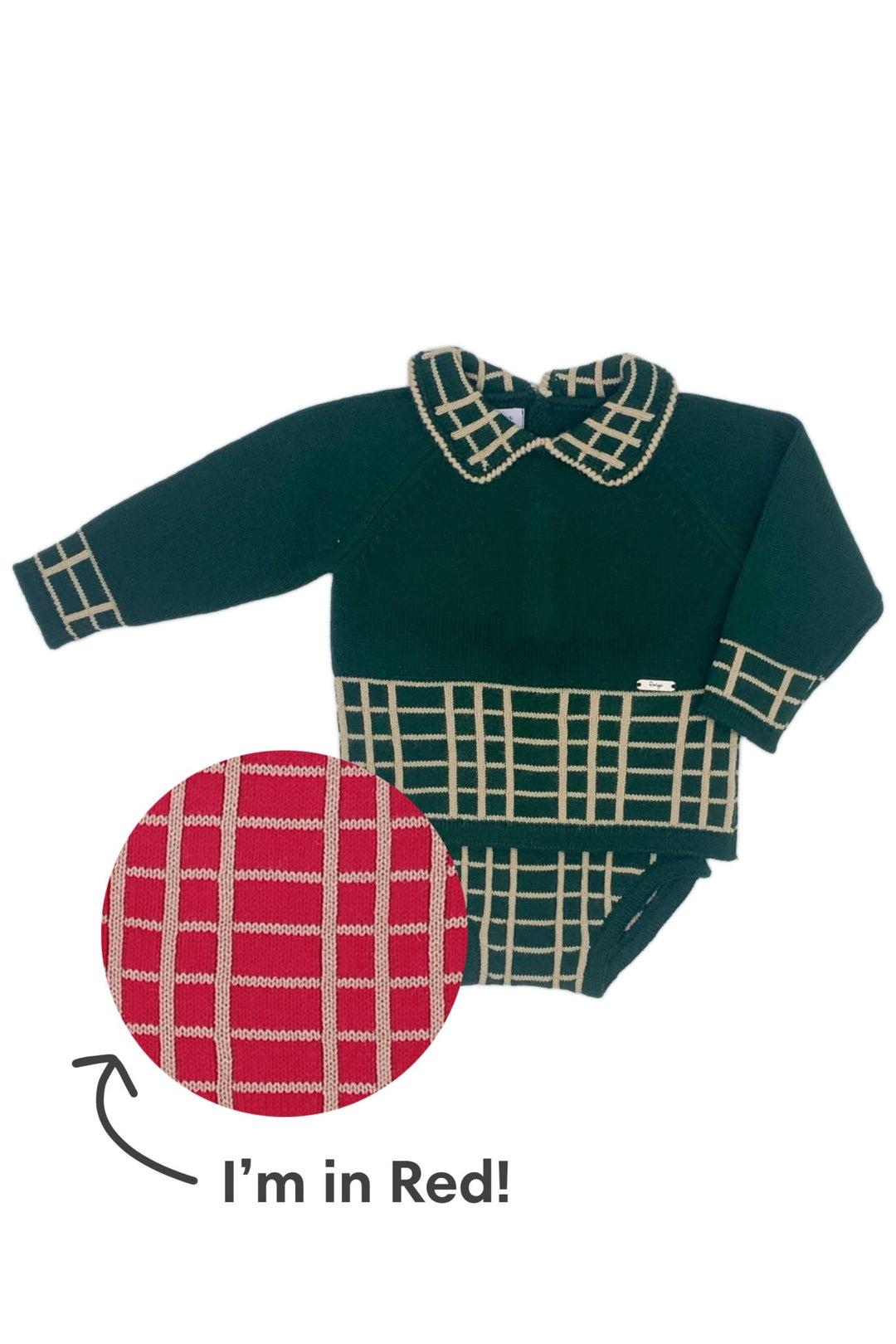 Rahigo "William" Red & Camel Check Knit Top & Jam Pants - Millie and John