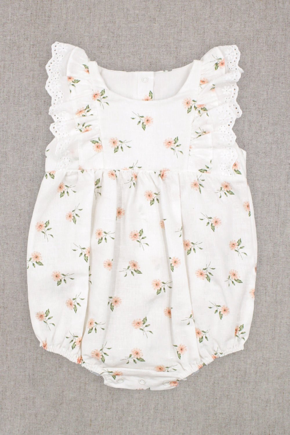 Rapife "Adira" Ivory & Peach Floral Romper - Millie and John